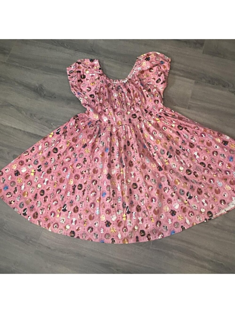The Dress Shop Dress Womens 2X Pink Disney Dogs Print Midi Fit Flare Pockets